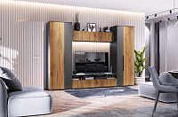 Гостиная Моника вариант №1 (Темно-серый/Дуб золотистый)