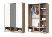 Шкаф Киви 3-х створчатый с зеркалом (Дуб делано/Белый)