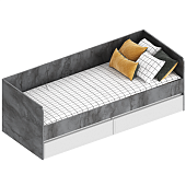 Кровать Лео-2 0.8 с ящиками (Айрон рок/Софт айс)