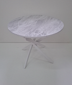 Стол обеденный раздвижной пластик Геометрия (Лавант/Опоры белые)