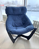 Кресло для отдыха Неаполь Модель 8 (Венге-эмаль/Ткань Синий Verona Denim blue)